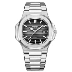 BINBOND B1885 30m Waterproof Retro Luminous Square Men Quartz Watch, White Steel-Blue, White Steel-Black, White Steel-White, White Steel-Green, Rose Gold-Blue, Rose Gold-Black, Rose Gold-White, Black Steel-Black-White, Black Steel-Blue-White