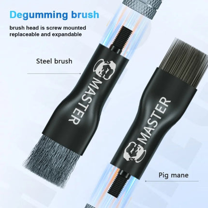 MECHANIC Cell Phone Motherboard Chip Degumming Brush PCB De-Tin Cleaning Cylinder Long Handle Brush, Sideburns, Steel Wire, Double-ended Sideburns+Steel Wire