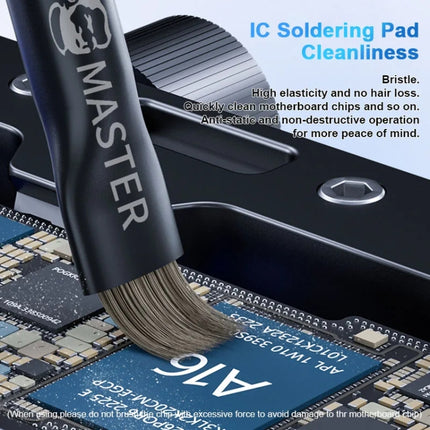 MECHANIC Cell Phone Motherboard Chip Degumming Brush PCB De-Tin Cleaning Cylinder Long Handle Brush, Sideburns, Steel Wire, Double-ended Sideburns+Steel Wire