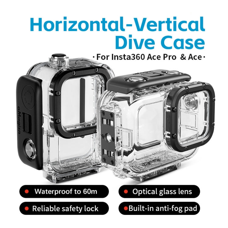 aMagisn Horizontal and Vertical Shooting Dive Shell 60m Waterproof Shell Accessories, For Insta360 Ace