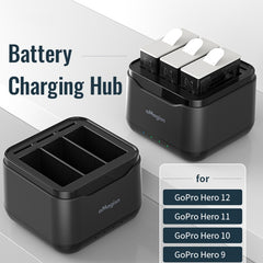 AMagisn Battery Charger Charging Seat For GoPro HERO12 Black /11 Black /10 Black /9 Black, For GoPro HERO12 /11/10/9