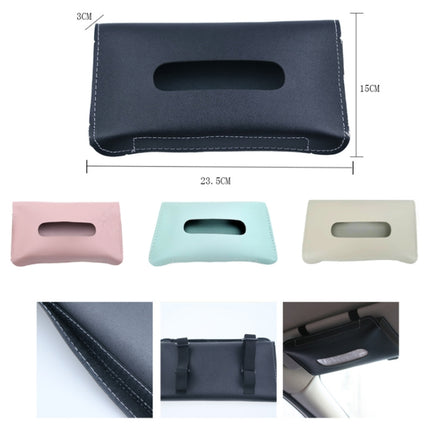 Car Armrest Box Sun Visor Hanging Leather Tissue Box, Black, Pink, Blue, Beige