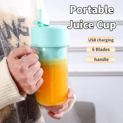 420ml 6 Blades Straw Juice Cup USB Charging Portable Fruit Juicer Smoothie Maker