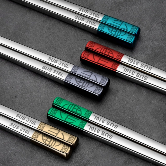 Food Grade 316 Stainless Steel Chopsticks Hotel Household Non-Slip Anti-Scald Chopsticks