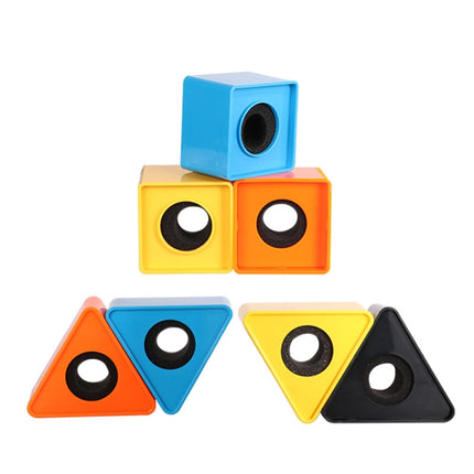 Micrófono para entrevistas, logotipo de la estación de bandera, cuadrado negro, cuadrado naranja, cuadrado azul, triangular negro, triangular naranja, triangular azul