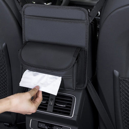 Car Seat Storage Mesh Pocket Hanging Storage Bag Tissue Box, H9160 Black