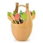 16pcs Fruit Forks + 1pc Barrel / Brown