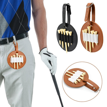 Leather Outdoor Waist Hanging Golf Spike Insert Pocket Storage Bag, Double-sided Black, Double-sided Brown, Single-sided Black, Single-sided Brown
