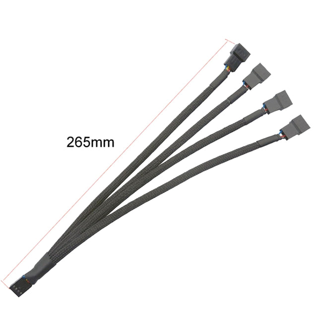 Computer PWM Temperature Control Cooling Fan Extension Cable Chassis HUB Connector, 0.27m