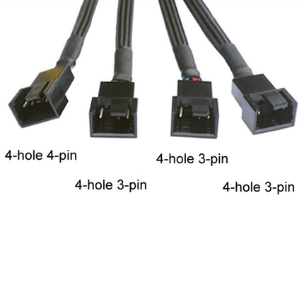 Computer PWM Temperature Control Cooling Fan Extension Cable Chassis HUB Connector, 0.27m