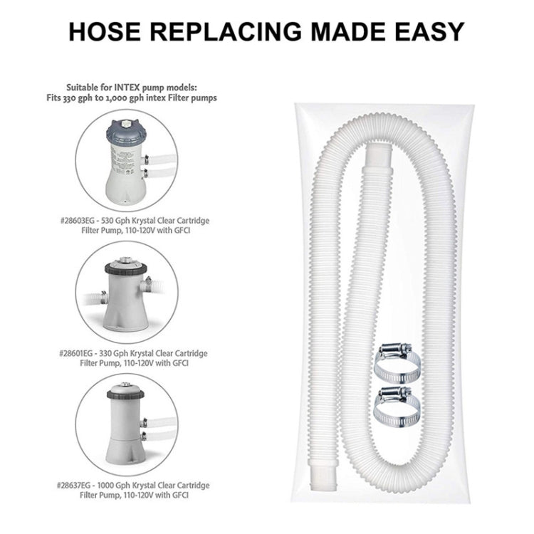 For Intex Swimming Pool Filter Pump Replacement, 1 Hose 2 Clamps, 2 Hoses 4 Clamps, 1 Hose 2 Clamps Blue, 2 Hoses 4 Clamps Blue