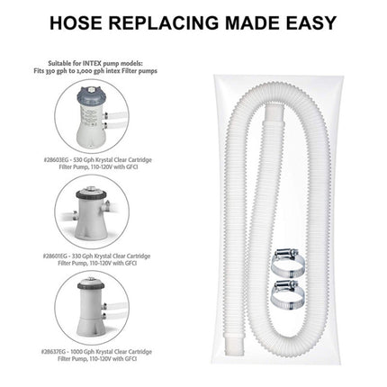 For Intex Swimming Pool Filter Pump Replacement, 1 Hose 2 Clamps, 2 Hoses 4 Clamps, 1 Hose 2 Clamps Blue, 2 Hoses 4 Clamps Blue