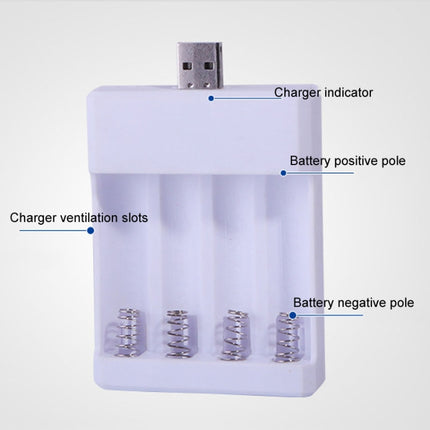 Fast USB 4 Slot Battery Charger AA/AAA Rechargeable Battery Universal Four Slot Charging Box, Directly Plug-in, With Cable