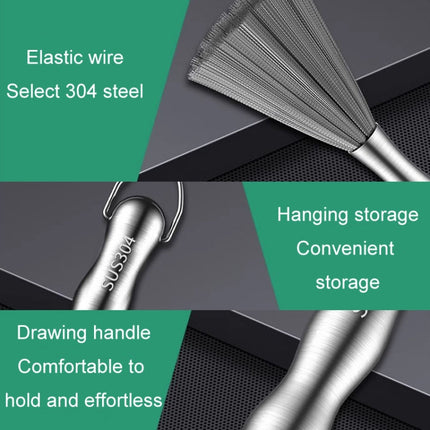 304 Thickened Lengthened Steel Wire Pot Brush Stainless Steel Cleaning Brush For Kitchen, 25.5cm