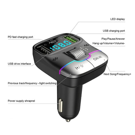 Car Bluetooth MP3 Player Fast Charging Charger, GZ01