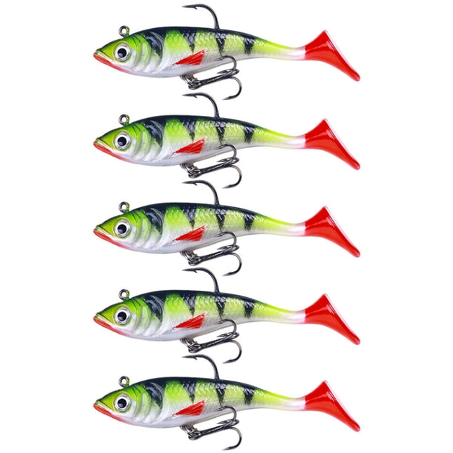 5pcs /Pack HENGJIA SO071 T-Tail Lead Fishing Lure Lua Fishing Soft Bait