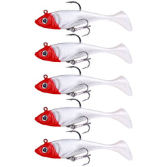 5pcs /Pack HENGJIA SO071 T-Tail Lead Fishing Lure Lua Fishing Soft Bait