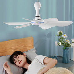 USB Home Dormitory Mute High Wind Power Mini Fan Six Blade Small Ceiling Fan, Single Fan, Fan+Remote Control Speed Control Cord