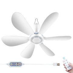 USB Home Dormitory Mute High Wind Power Mini Fan Six Blade Small Ceiling Fan, Single Fan, Fan+Remote Control Speed Control Cord