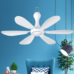 USB Home Dormitory Mute High Wind Power Mini Fan Six Blade Small Ceiling Fan, Single Fan, Fan+Remote Control Speed Control Cord