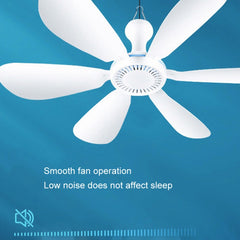 USB Home Dormitory Mute High Wind Power Mini Fan Six Blade Small Ceiling Fan, Single Fan, Fan+Remote Control Speed Control Cord