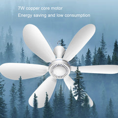 USB Home Dormitory Mute High Wind Power Mini Fan Six Blade Small Ceiling Fan, Single Fan, Fan+Remote Control Speed Control Cord