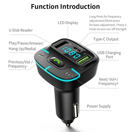 Car Bluetooth MP3 Player Ambient Light Charger, GZ03