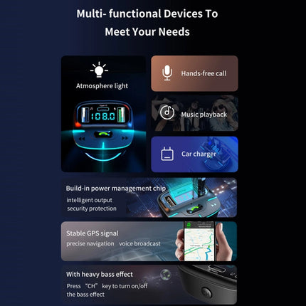 Car Bluetooth MP3 Player Ambient Light Charger, GZ03