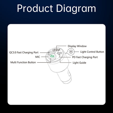 48W Car Bluetooth MP3 Player with Fast Charging, BC89