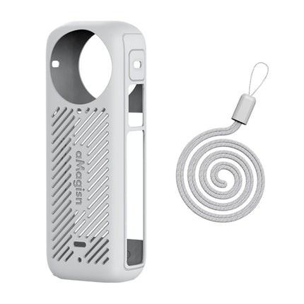 For Insta360 X4 AMagisn Silicone Protective Cover, Body Case + Lens Cover Black, Body Case + Lens Cover Gray, Body Case Black, Body Case Gray, Lens Cover Black, Lens Cover Gray