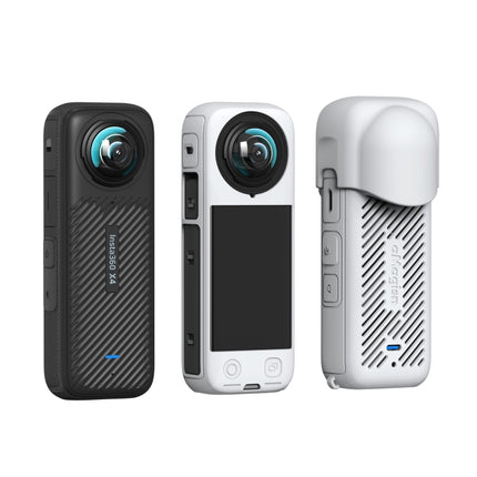 For Insta360 X4 AMagisn Silicone Protective Cover, Body Case + Lens Cover Black, Body Case + Lens Cover Gray, Body Case Black, Body Case Gray, Lens Cover Black, Lens Cover Gray