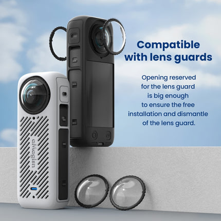 For Insta360 X4 AMagisn Silicone Protective Cover, Body Case + Lens Cover Black, Body Case + Lens Cover Gray, Body Case Black, Body Case Gray, Lens Cover Black, Lens Cover Gray