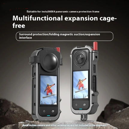 Soporte de expansión de jaula de conejo para cámara de acción con marco de metal Insta360 X4, marco de metal