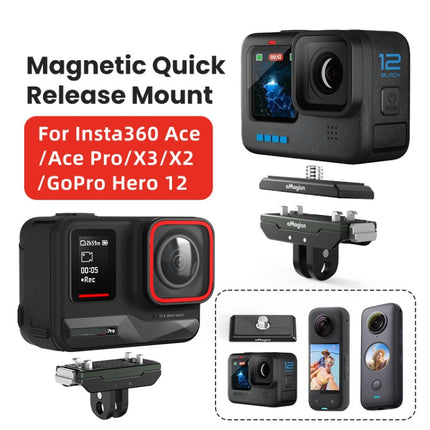 AMagisn Metal Magnetic Quick Release + Top Cover, For Insta360 Ace / Ace Pro / X5 / X3 / X2 / GoPro HERO12 Black, Metal+Top Cover