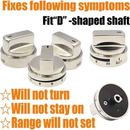 Oven Stove Knob Assembly For AEZ73453509/AEZ72909008, 1pcs 6.3mm D Shape