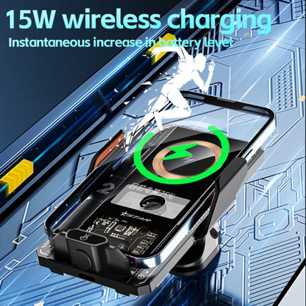 15W QI Protocol Wireless Car Charger Smart Induction Phone Holder, Black, Silver