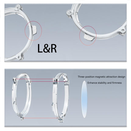 For Meta Quest 3 VR Magnetic Eyeglasses Frame, L&R Frame Transparent, Anti Blue Light Lens+Frame Transparent, L&R Frame Black, Anti Blue Light Lens+Frame Black