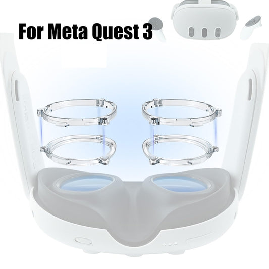 For Meta Quest 3 VR Magnetic Eyeglasses Frame, L&R Frame Transparent, Anti Blue Light Lens+Frame Transparent, L&R Frame Black, Anti Blue Light Lens+Frame Black