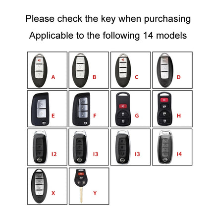 For Nissan Car Key Cover Keychain Anti-lost Number Plate, A, B, C, D, E, F, G, H, I2, I3, I3 One-button Start, I4, X, Y