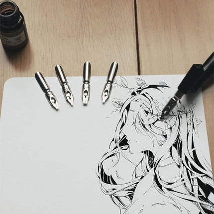 Calligraphy Pen Set Inclined Bar Dip Pen Manga Cartoon Pen With 5 Pen Nib