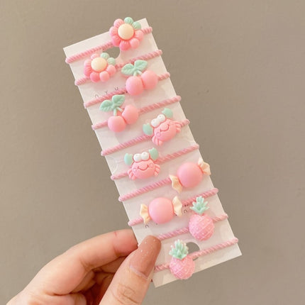 10pcs /Set Children Lovely Hair Bands Ring Baby Small Unbreakable Hair Headband, Flowers 1, Avocado, Fruits And Vegetables, Flowers 2, Colorful Eight Petal Flowers, Pink Candy, Frog Animals, Ice Cream, Watermelon Fruits, Transparent Daisies, Cream Colo...