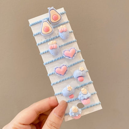 10pcs /Set Children Lovely Hair Bands Ring Baby Small Unbreakable Hair Headband, Flowers 1, Avocado, Fruits And Vegetables, Flowers 2, Colorful Eight Petal Flowers, Pink Candy, Frog Animals, Ice Cream, Watermelon Fruits, Transparent Daisies, Cream Colo...
