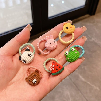 10pcs /Set Children Lovely Hair Bands Ring Baby Small Unbreakable Hair Headband, Flowers 1, Avocado, Fruits And Vegetables, Flowers 2, Colorful Eight Petal Flowers, Pink Candy, Frog Animals, Ice Cream, Watermelon Fruits, Transparent Daisies, Cream Colo...
