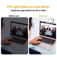 Selfie Fill Light Rechargeable 3 Color Temperature Clip On For Phone, Laptop, Tablet Meeting, 24 LEDs