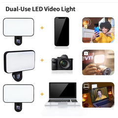 Selfie Fill Light Rechargeable 3 Color Temperature Clip On For Phone, Laptop, Tablet Meeting, 24 LEDs