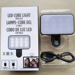 Selfie Fill Light Rechargeable 3 Color Temperature Clip On For Phone, Laptop, Tablet Meeting, 24 LEDs