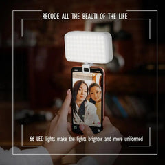 66 LEDs Selfie Fill Light Rechargeable 3 Modes Clip-on Pocket Light For Phone, Laptop, Tablet Meeting, 66 LEDs  White, 66 LEDs  Black
