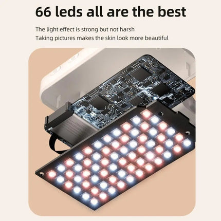 66 LEDs Selfie Fill Light Rechargeable 3 Modes Clip-on Pocket Light For Phone, Laptop, Tablet Meeting, 66 LEDs  White, 66 LEDs  Black