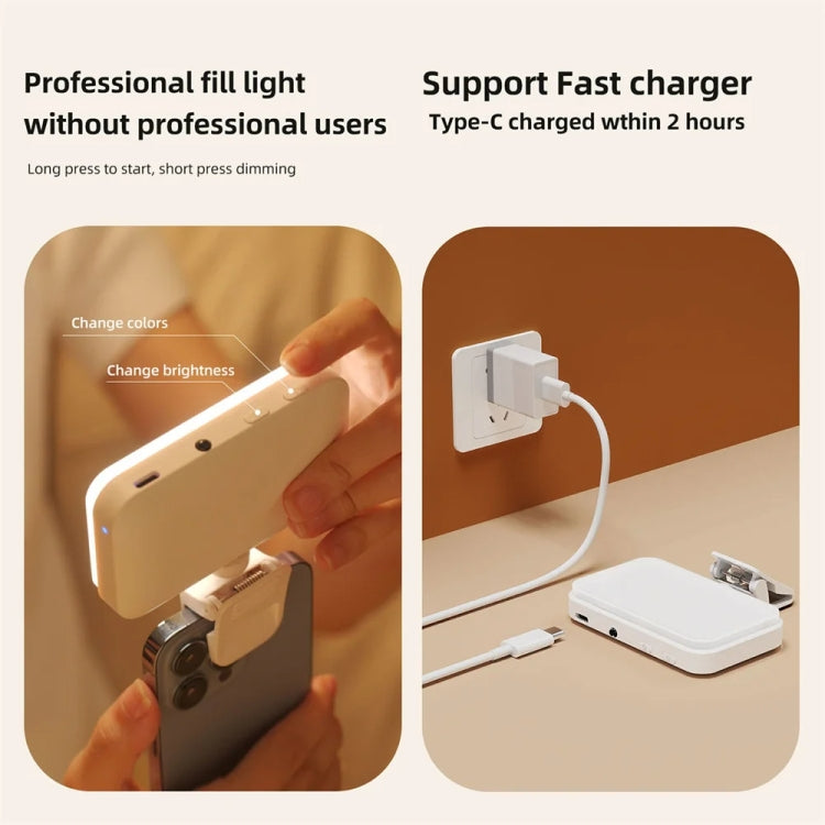 66 LEDs Selfie Fill Light Rechargeable 3 Modes Clip-on Pocket Light For Phone, Laptop, Tablet Meeting, 66 LEDs  White, 66 LEDs  Black