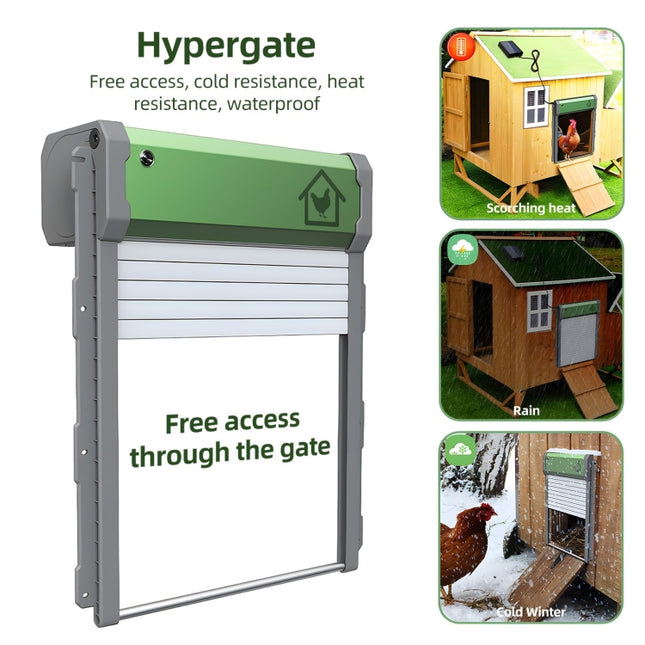 Solar Powered Automatic Chicken Coop Door 4 Modes Automatic Chicken Door with Remote Control